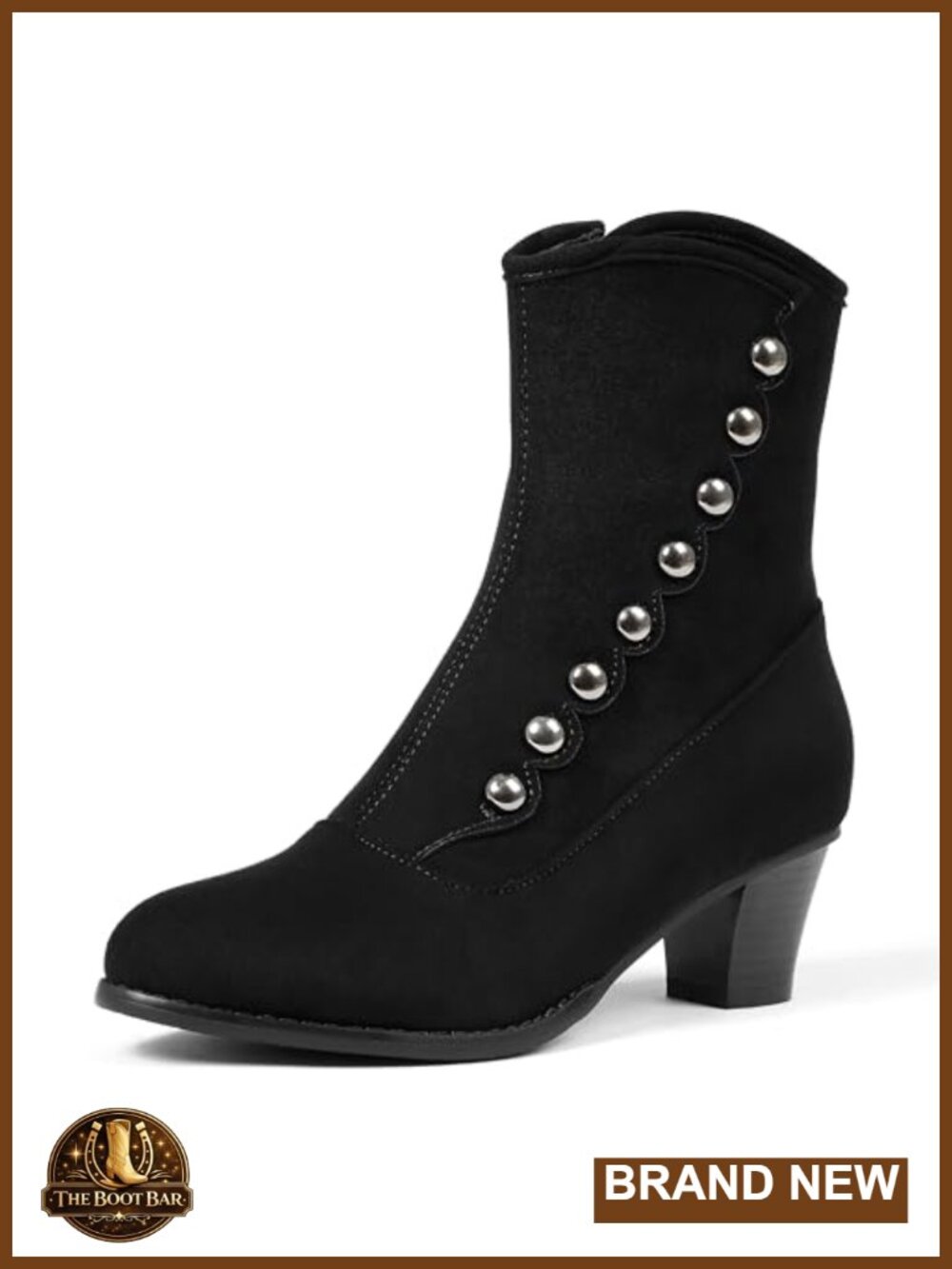 Victorian Ankle Boots Suede Chunky Heel Round Toe Side Zipper Cosplay Costume